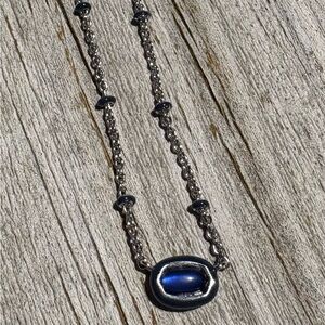 Kendra Scott Silver Necklace with Dark Blue Stones